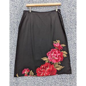 VTG Byer California Floral Midi Skirt Size LG Whimsigoth Fairy Grunge 90s Black